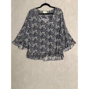 Cynthia Rowley Floral Top Women's Size XL Blue